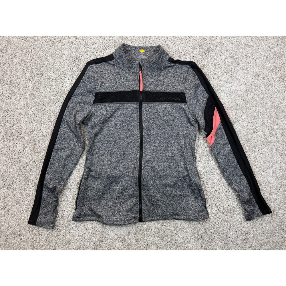 C&C California Women's L Gray Full Zip Athletic Jacket Mesh Stretch Activewear